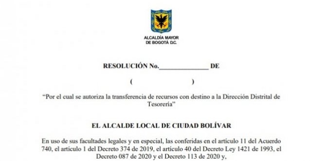 Imagen con la primera página de la resolución 31 de 2020
