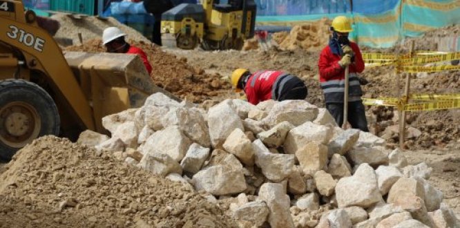 Foto de los trabajadores en las obras